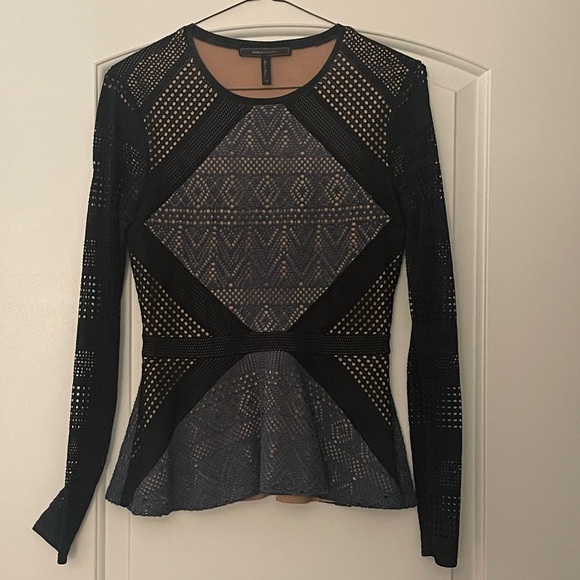BCBGMaxAzria Peplum Mesh Top - Picture 4 of 5